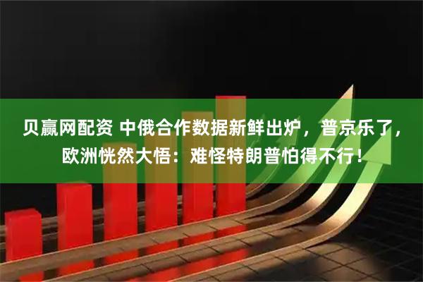 贝赢网配资 中俄合作数据新鲜出炉，普京乐了，欧洲恍然大悟：难怪特朗普怕得不行！